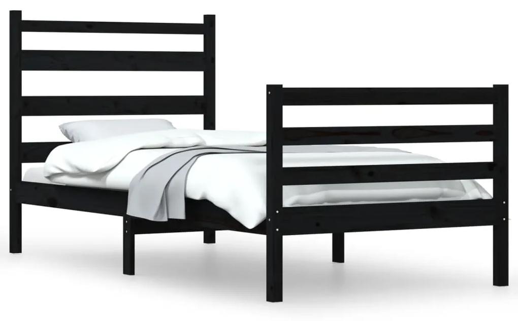 Cadru de pat, 100x200 cm, lemn masiv de pin, negru Negru, 100 x 200 cm