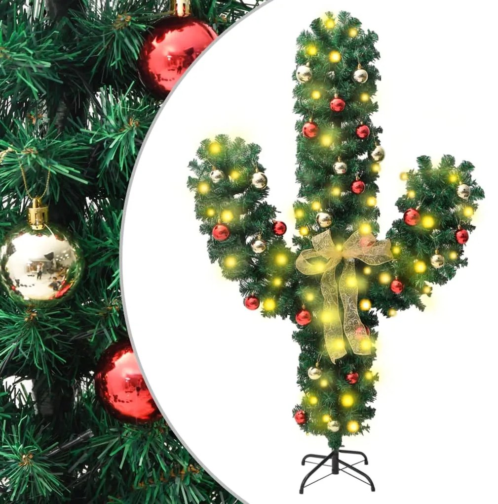 Cactus de Craciun cu suport si LED, verde, 210 cm, PVC