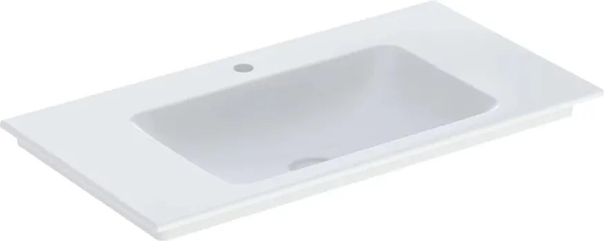 Lavoar pe mobilier Geberit One Slim 90 cm alb lucios KeraTect cu orificiu baterie