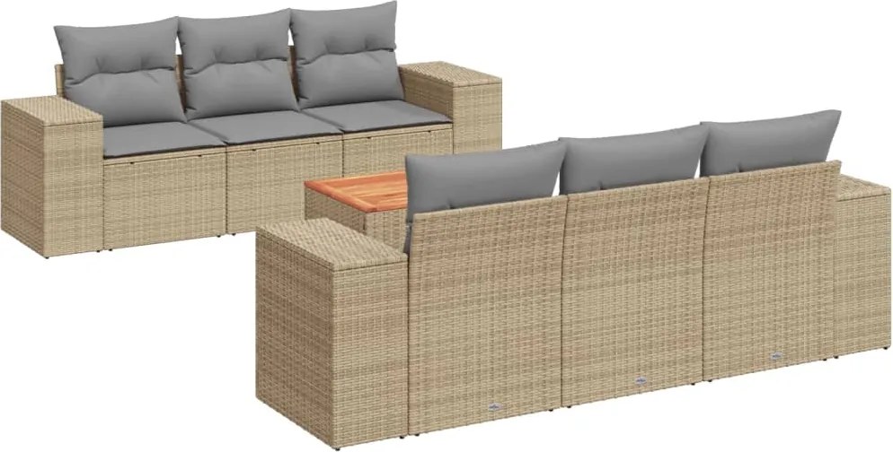 vidaXL Set canapele de grădină, 7 piese, cu perne, bej, poliratan