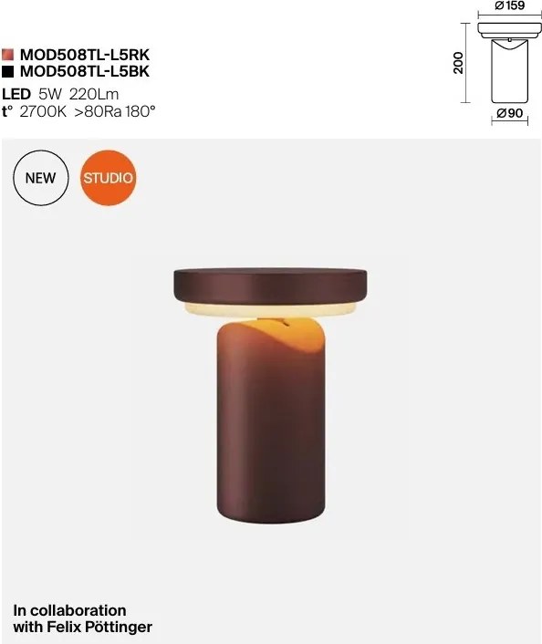 Veioza LED portabila/reincarcabila Topo negru