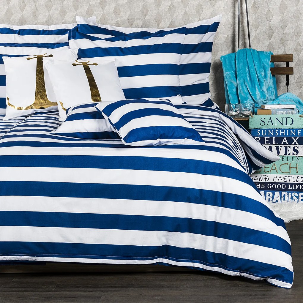 Lenjerie pat o persoană 4Home Navy, bumbac, 140 x 220 cm, 70 x 90 cm, 140 x 220 cm, 70 x 90 cm