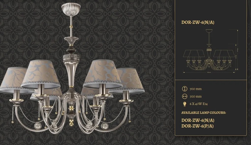 Candelabru 6 brate design clasic realizat manual Dorato