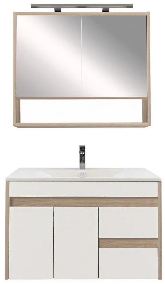 Mobilier complet de baie Luna 80, stejar Sonoma-alb