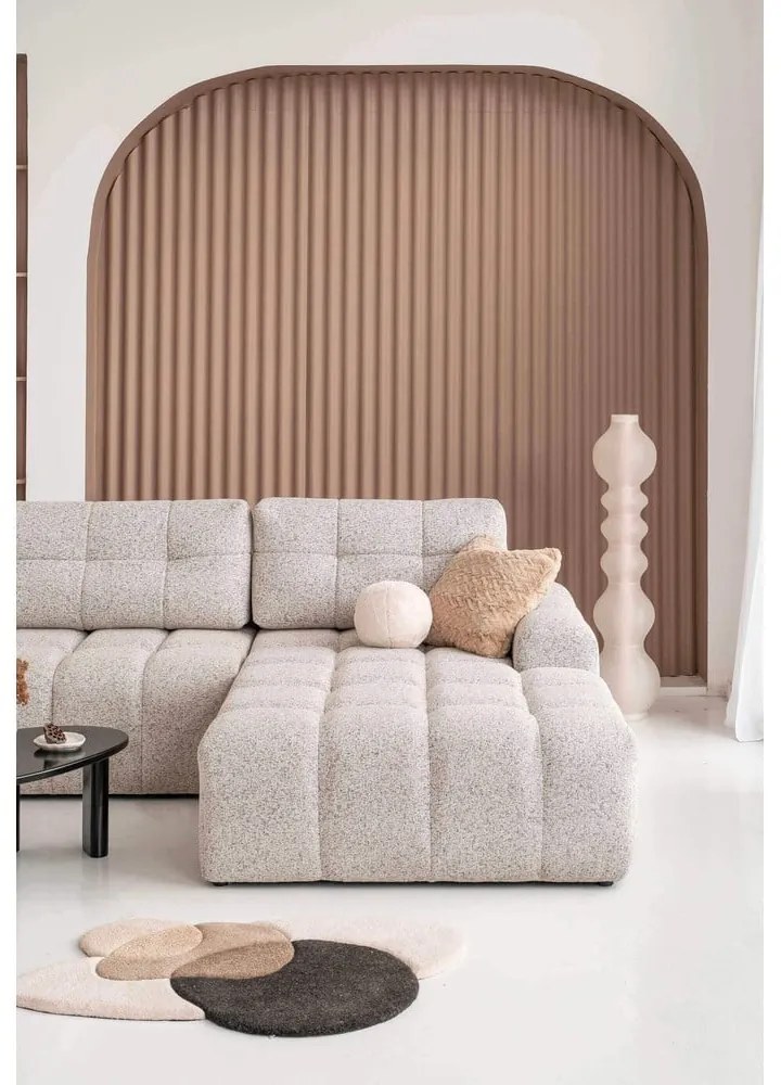 Colțar modular bej extensibil/cu spațiu de depozitare (cu colț pe partea dreaptă) Lulu – Miuform