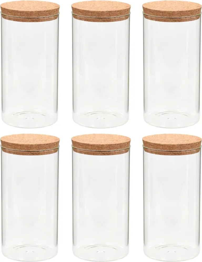 vidaXL Borcane din sticlă depozitare, capac de plută, 6 buc., 1100 ml