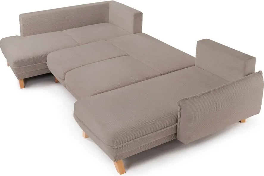 Colțar taupe extensibil/cu spațiu de depozitare cu tapițerie din catifea reiată (cu colț pe partea stângă/în formă de "U") Tori – Bonami Selection