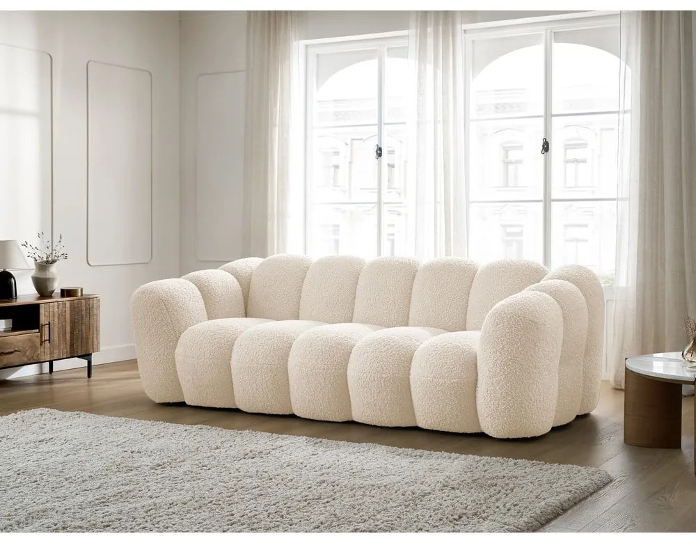 Canapea bej cu tapițerie din țesătură bouclé 232 cm Hippolyte – Bobochic Paris