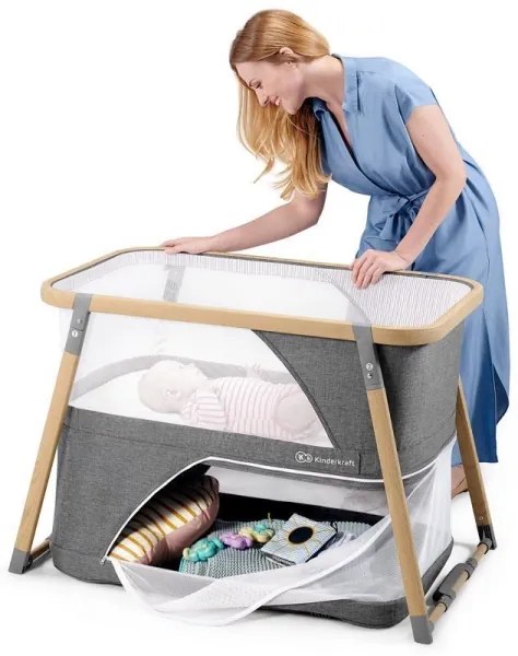 Pătuț de voiaj KINDERKRAFT 4 în 1 SOFI gri