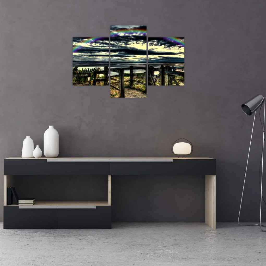 Tablou cu curcubeu deasupa mării (90x60 cm)