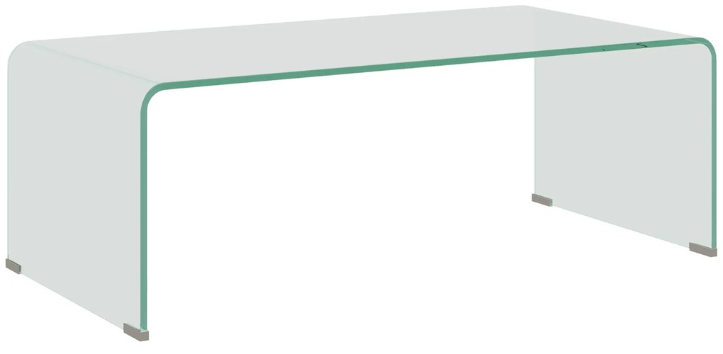 HOMCOM Măsuța de Cafea Monobloc Modernă pentru Living cu Picioare Antiderapante, Măsuță de Cafea din Sticlă Securizată, 100x50x35 cm, Transparentă