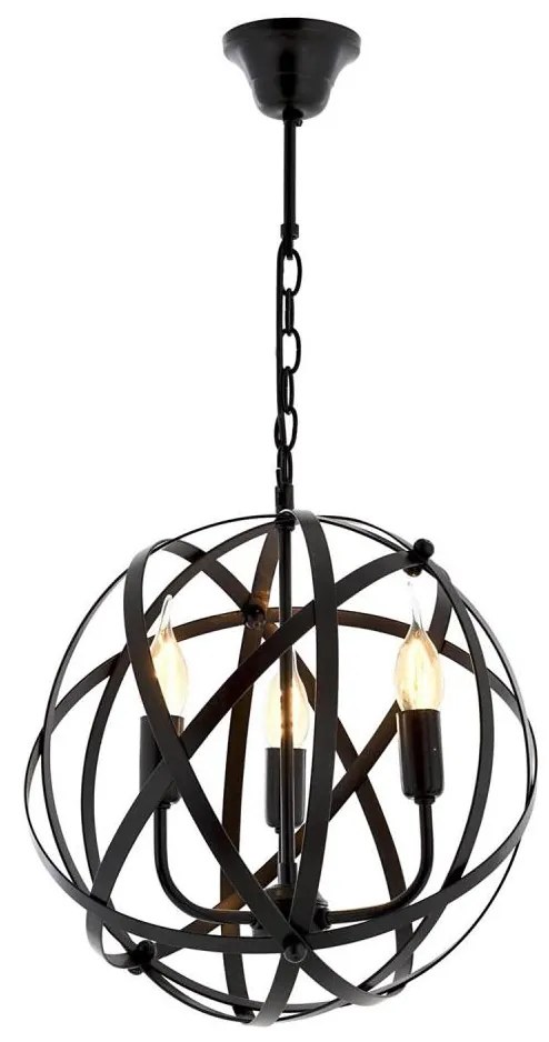 Lustră cu lanț IRONBALL, 3xE27/40W/230V, negru