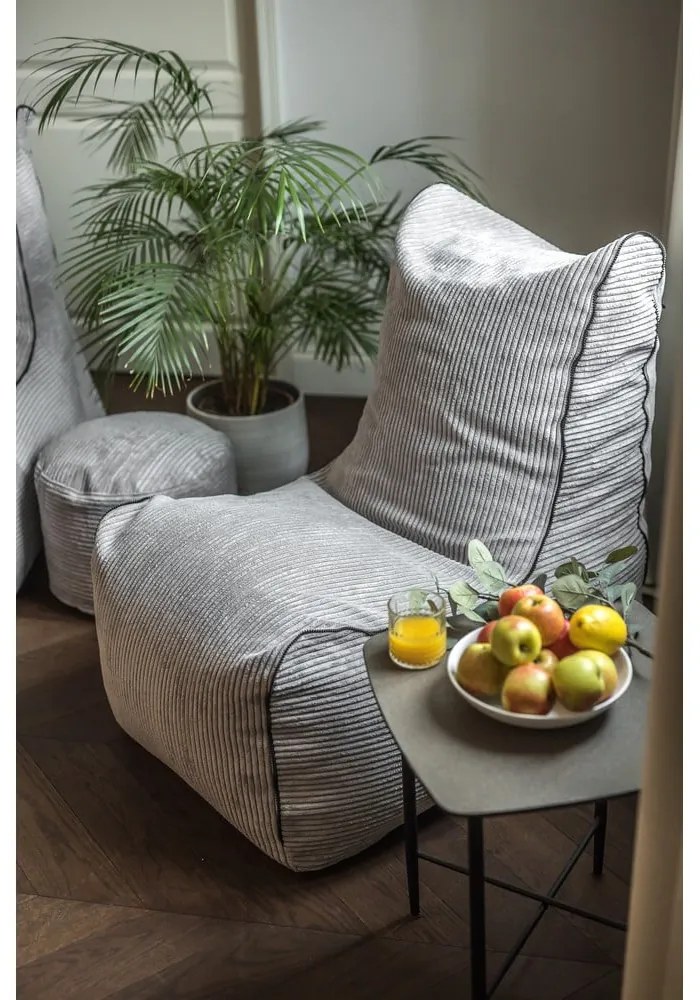 Fotoliu bean bag mov cu tapițerie din catifea reiată Seat Lounge – SLOWDOWN