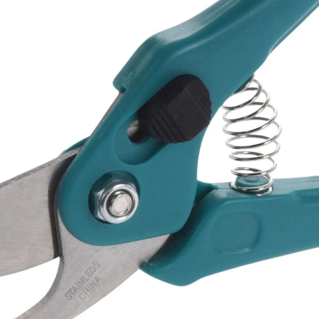 Foarfecă pentru grădină cu lamă din oțel și mâner din plastic turcoaz, 18 cm