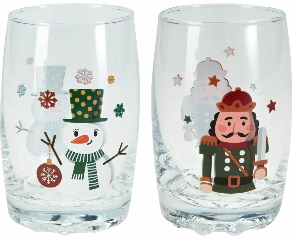 Set de 2 pahare de Crăciun Om de zăpadă șiSpărgătorul de nuci 250 ml