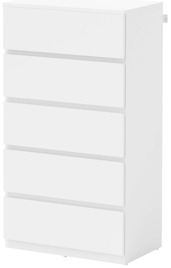 HOMCOM Comodă Sideboard Sertar, 5 sertare, 55 cm x 34 cm x 100 cm, Alb | Aosom Romania