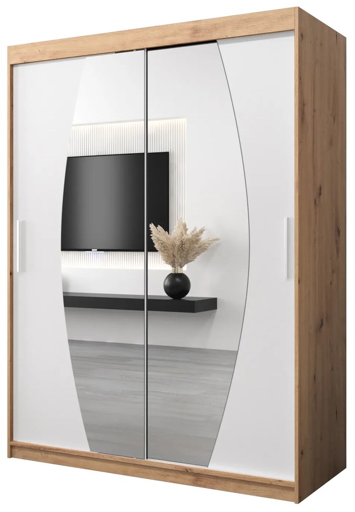 Dulap de haine 150 cm Eclipse (Stejar artisan + Alb mat). 1063407