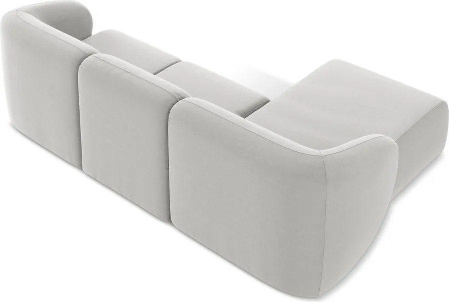 Colțar gri deschis cu tapițerie din catifea (cu colț pe partea stângă/cu șezlong) Lani – Makamii