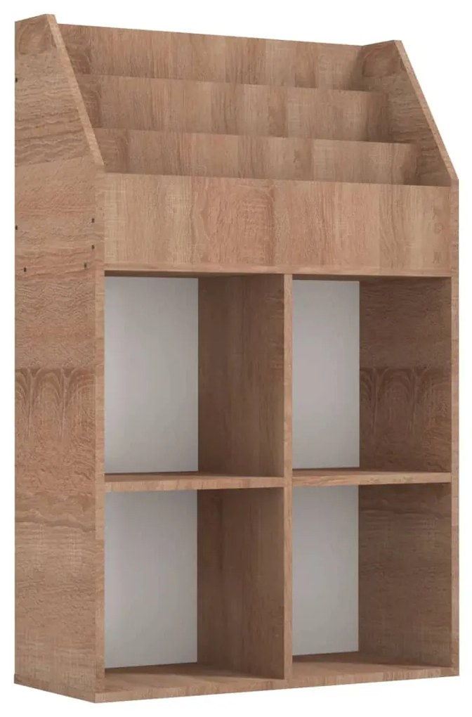 339532 vidaXL Raft reviste copii, stejar sonoma, 71x30x114cm, lemn prelucrat