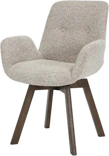 Set de 2 scaune pivotante, Lemn de stejar, textil boucle taupe BALTIC