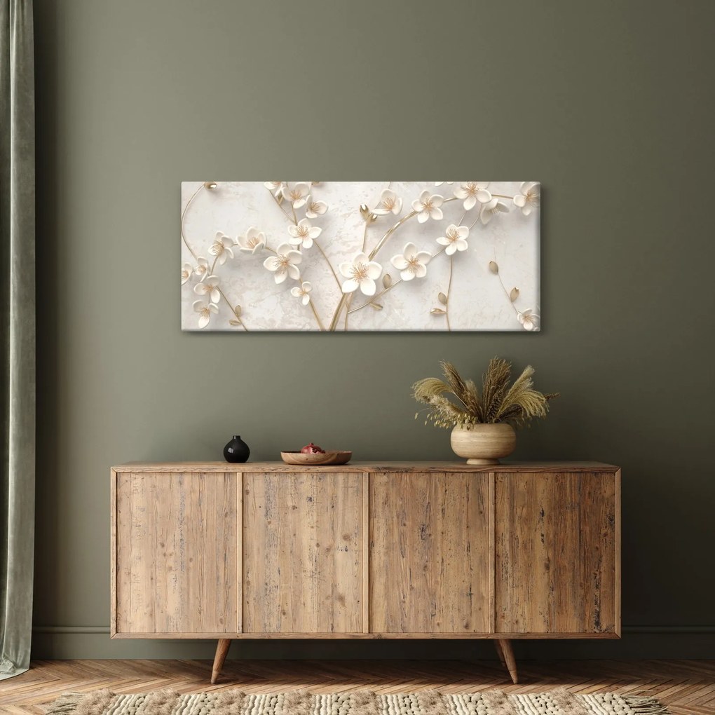 Tablou - floare aurie - abstractă (120x50 cm)