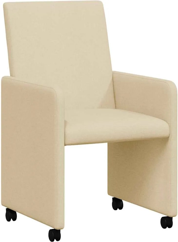 vidaXL Scaune de dining cu roți 2 pcs Crem 57 x 66 x 94 cm țesătură