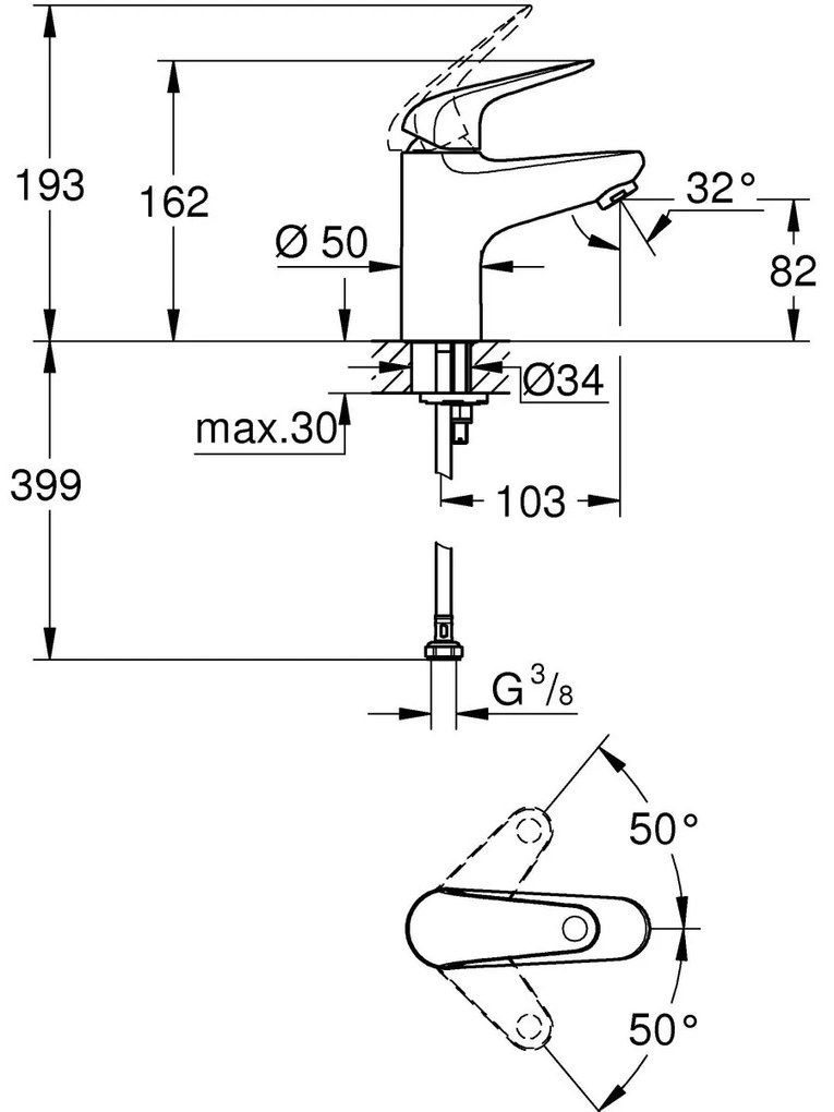 Grohe Swift baterie lavoar stativ crom 24317001