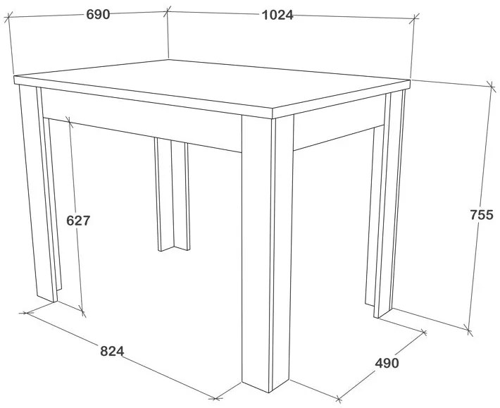 Masa haaus Zeta, Alb, 102 x 69 x 75 cm