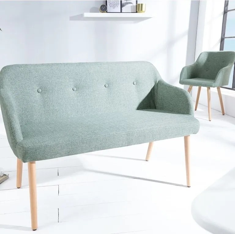 Bancheta tapitata cu brate si picioare din lemn Scandinavia, lime A-37928 VC