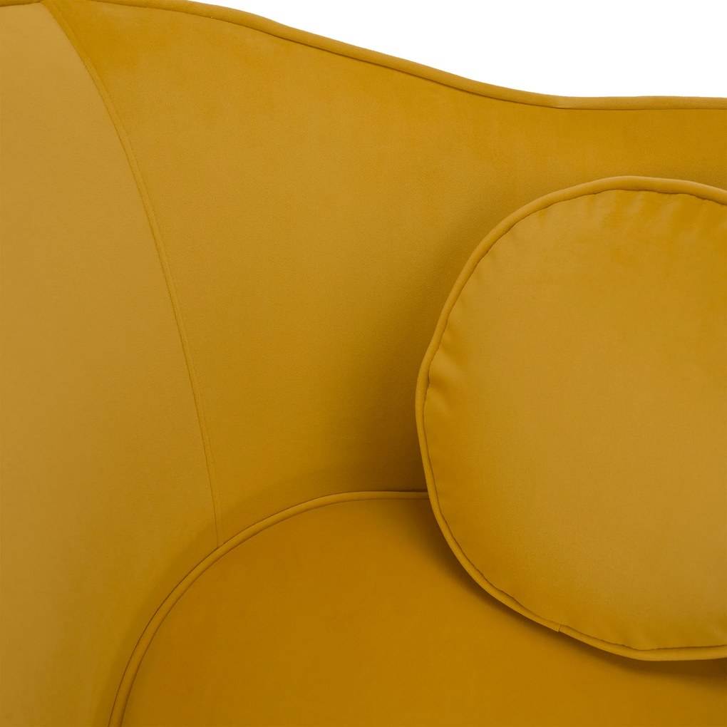 Fotoliu de design, ţesătură Velvet galbenă/gold crom auriu, EZIO