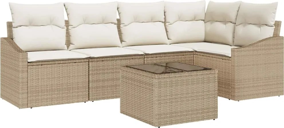 vidaXL Set de canapele pentru grădină 6 pcs Bej și crem poliratan