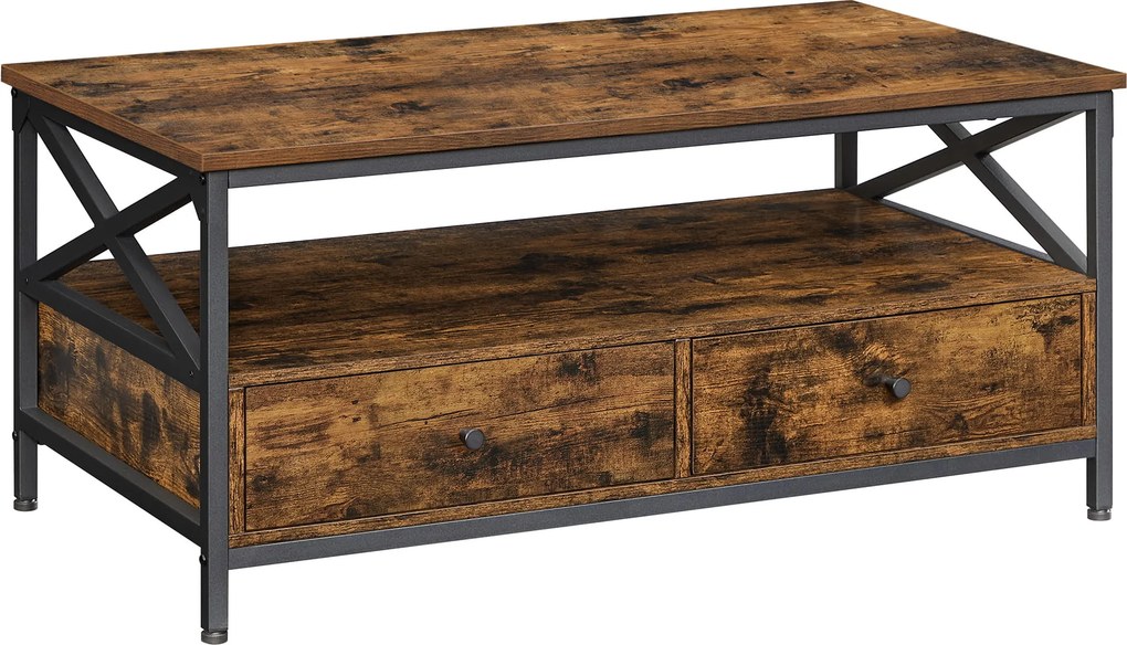 Masuta de cafea TAYLOR 100x55 cm cu sertare, maro rustic