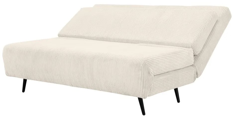 Canapea crem extensibilă cu tapițerie din catifea reiată 140 cm Mallory – Støraa