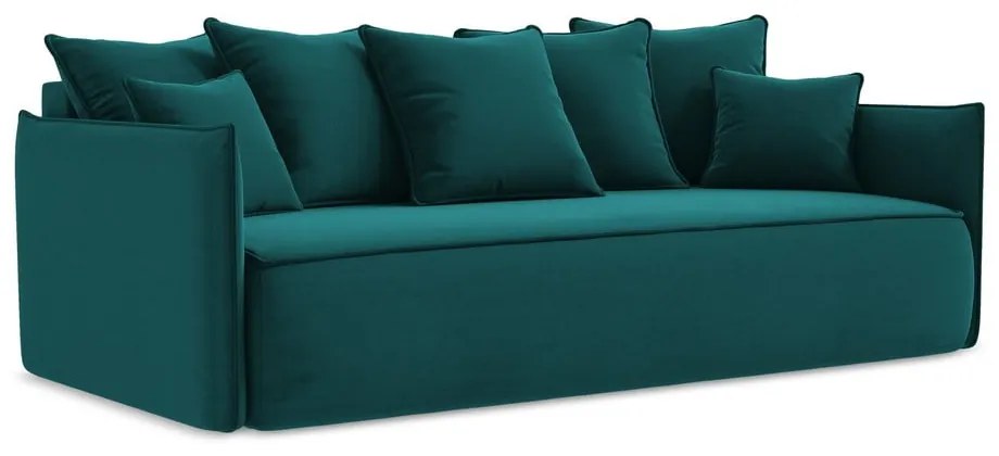 Canapea turcoaz extensibilă/cu spațiu de depozitare cu tapițerie din catifea 225 cm Hula – Makamii