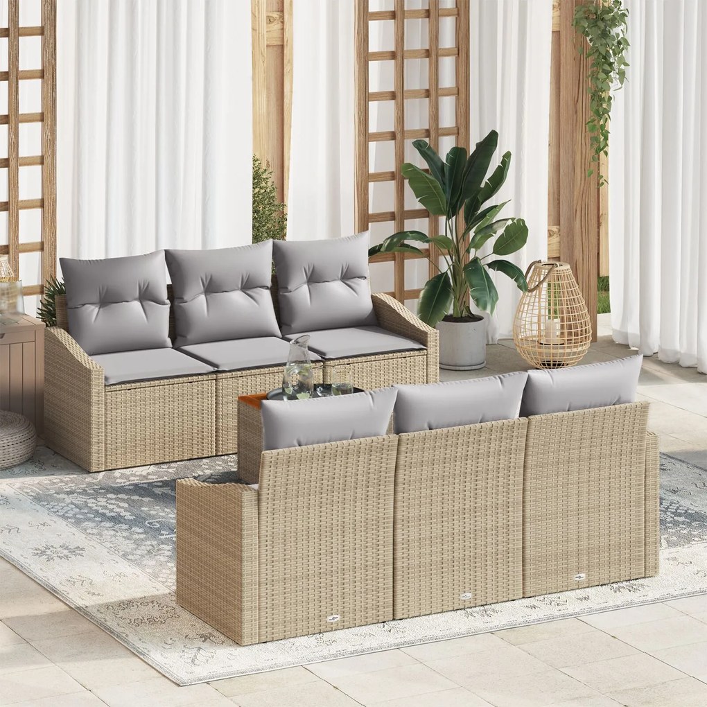 vidaXL Set Canapea de Grădină 7 pcs Bej, gri deschis 55 x 55 x 37 cm