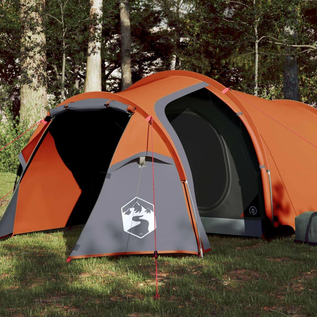 Cort de camping pentru 2 persoane, gri/portocaliu, impermeabil