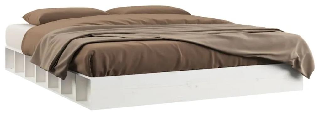 820682 vidaXL Cadru de pat, alb, 120x200 cm, lemn masiv