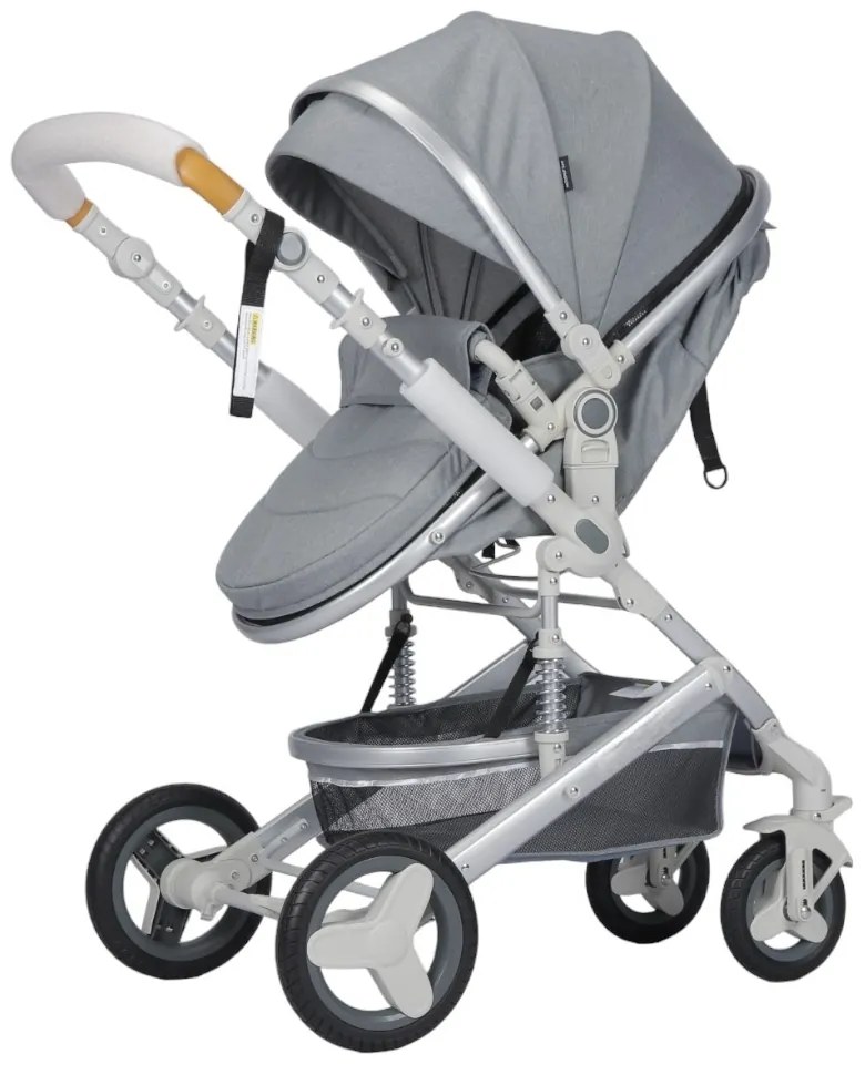 Carucior nou nascuti 3 in 1 NOVOKIDS™ 5300, Cu geanta bebe, Cadru Aluminiu, Amortizoare, Roti din cauciuc plin AVE, Landou, Scoica auto, Spatar