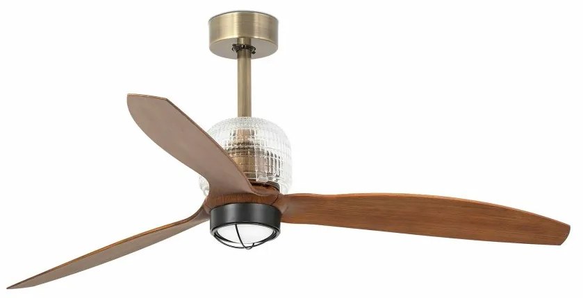 Lustra cu Ventilator si telecomanda DECO FAN M LED auriu/maro