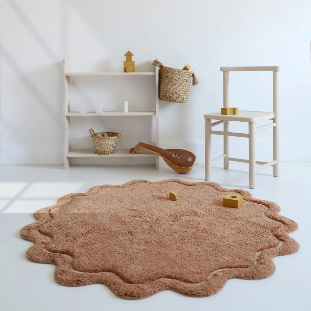Covor cărămiziu lavabil țesut manual rotund din bumbac ø 110 cm Sweet April Toffee – Nattiot