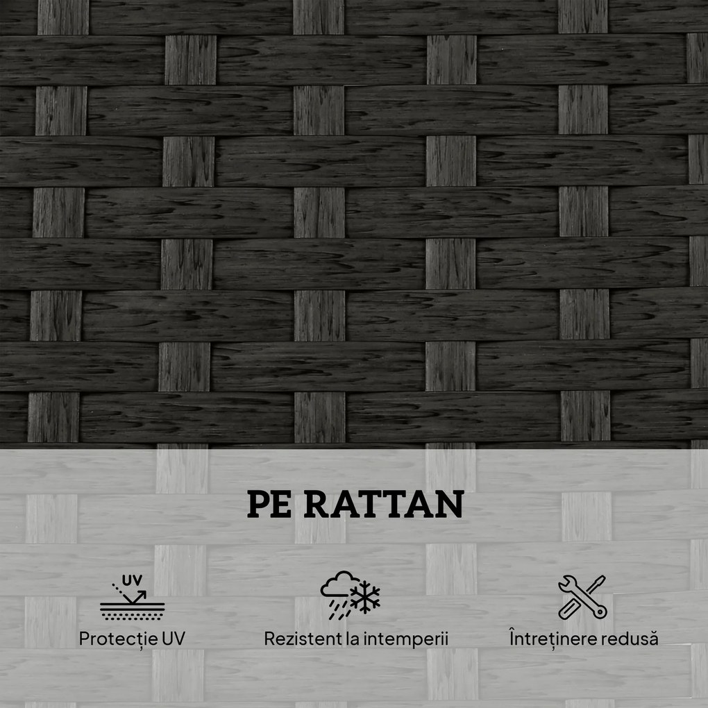 Outsunny Set 2 Șezlonguri de Grădină din Ratan cu Măsuță Laterală și Spătar Reglabil, 184x60x22 cm, Gri Închis | Aosom Romania