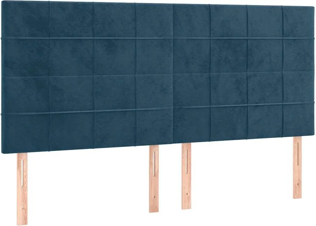 vidaXL Tăblie de pat albastru închis 180x5x118/128 cm catifea