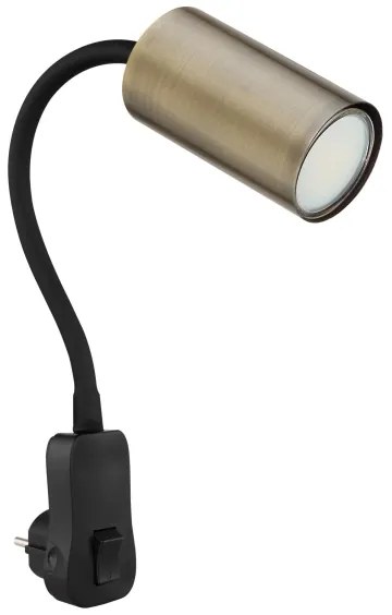 Aplică pentru priză Globo 57911DPM ROBBY 1xGU10/25W/230V negru/alamă