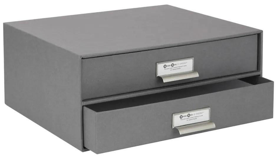 Organizator cu 2 sertare pentru documente Bigso Box of Sweden Birger, 33 x 22,5 cm, gri închis