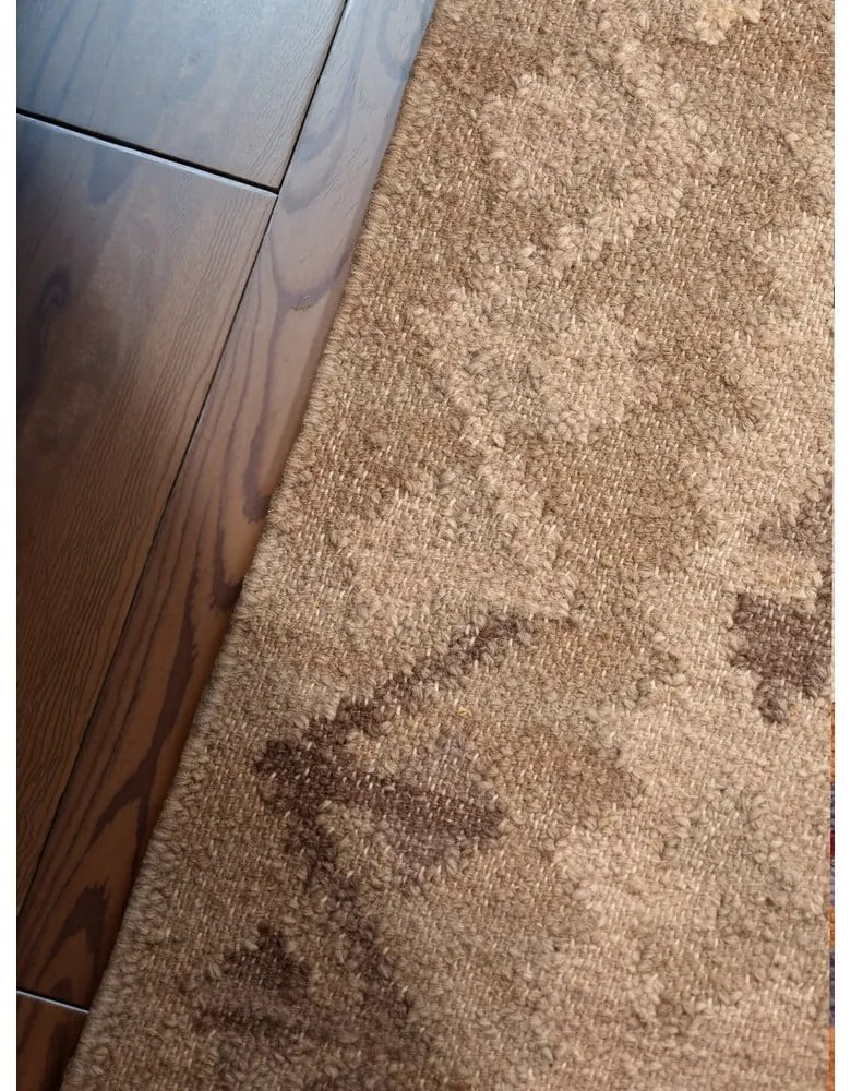 Covor albastru deschis-bej reversibil, țesut manual din lână 160x230 cm Kamal Dune – Nouristan