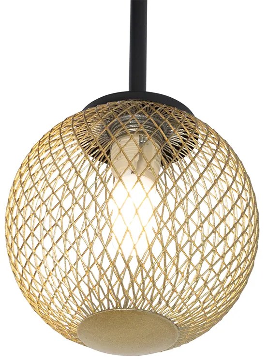 Plafoniera moderna neagra cu auriu cu 5 lumini - Athens Wire