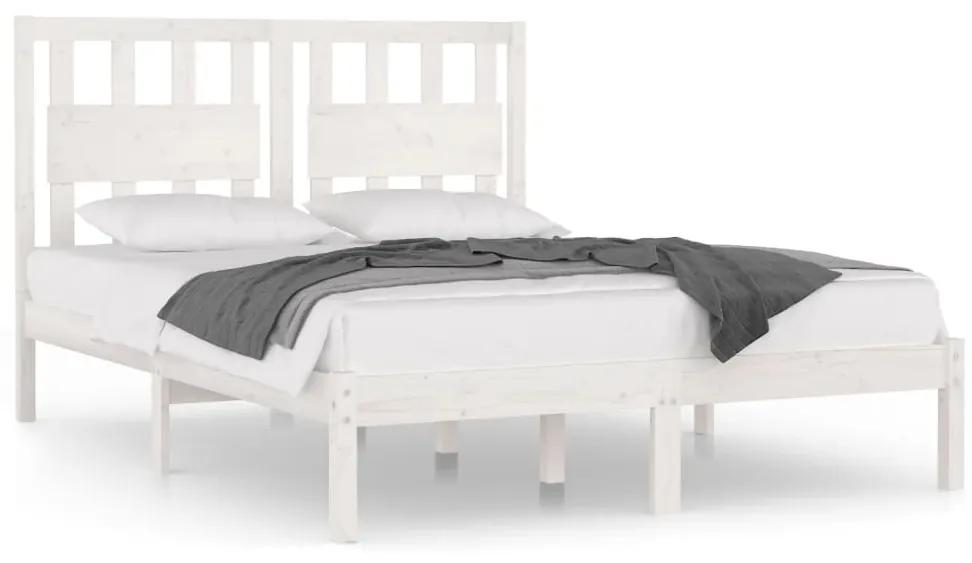 3103929 vidaXL Cadru de pat, alb, 120x200 cm, lemn masiv de pin