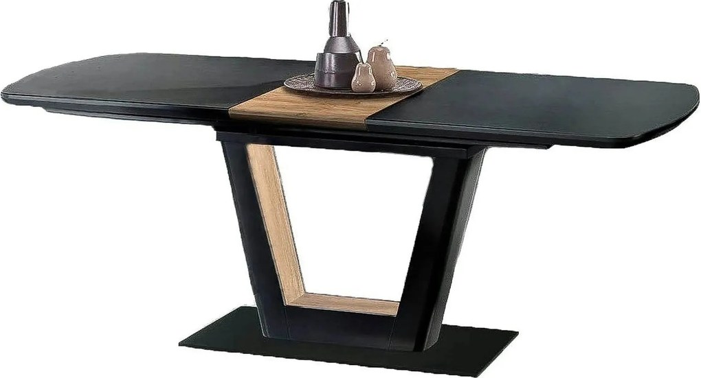 Masa extensibila FARREL, nuc/negru, 160/200x90x77 cm