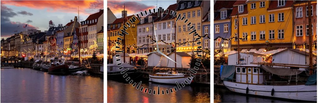 Tablou - Nyhavn, Copenhaga (cu ceas) (90x30 cm)