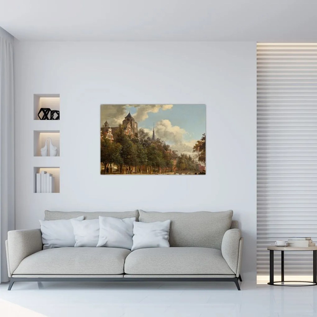 Tablou - Jan van der Heyden, View Down a Dutch Canal, reproducere (90x60 cm)